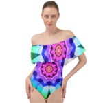 Ornament Kaleidoscope Off Shoulder Velour Bodysuit 