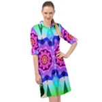 Ornament Kaleidoscope Long Sleeve Mini Shirt Dress