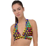 Cube Diced Tile Background Image Halter Plunge Bikini Top
