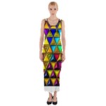 Cube Diced Tile Background Image Fitted Maxi Dress