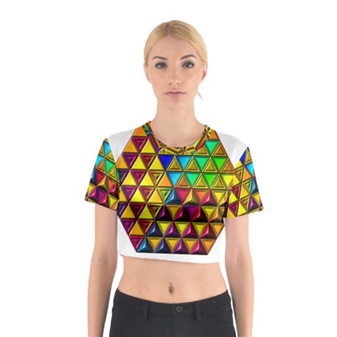 Cube Diced Tile Background Image Cotton Crop Top from ArtsNow.com