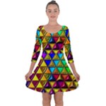 Cube Diced Tile Background Image Quarter Sleeve Skater Dress