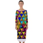 Cube Diced Tile Background Image Quarter Sleeve Midi Bodycon Dress
