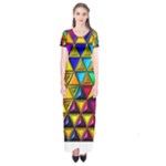 Cube Diced Tile Background Image Short Sleeve Maxi Dress