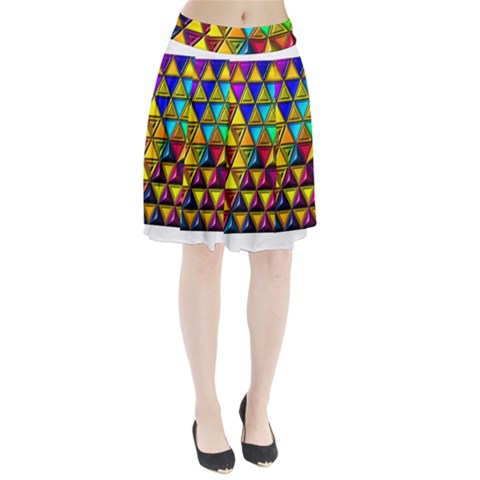 Cube Diced Tile Background Image Pleated Skirt from ArtsNow.com