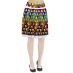 Cube Diced Tile Background Image Pleated Skirt
