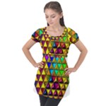 Cube Diced Tile Background Image Puff Sleeve Tunic Top