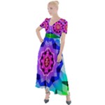 Ornament Kaleidoscope Button Up Short Sleeve Maxi Dress
