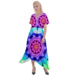 Ornament Kaleidoscope Cross Front Sharkbite Hem Maxi Dress
