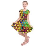 Cube Diced Tile Background Image Kids  Short Sleeve Dress