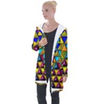 Cube Diced Tile Background Image Longline Hooded Cardigan