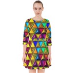 Cube Diced Tile Background Image Smock Dress