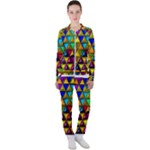 Cube Diced Tile Background Image Casual Jacket and Pants Set