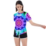 Ornament Kaleidoscope Asymmetrical Short Sleeve Sports T-Shirt