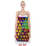Cube Diced Tile Background Image Spaghetti Strap Velvet Dress