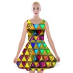 Cube Diced Tile Background Image Velvet Skater Dress
