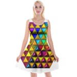 Cube Diced Tile Background Image Reversible Velvet Sleeveless Dress