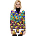 Cube Diced Tile Background Image Button Up Hooded Coat 