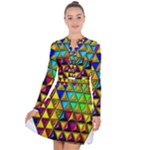 Cube Diced Tile Background Image Long Sleeve Panel Dress