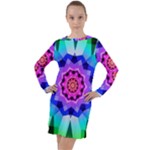 Ornament Kaleidoscope Long Sleeve Hoodie Dress