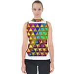 Cube Diced Tile Background Image Mock Neck Shell Top