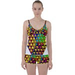 Cube Diced Tile Background Image Tie Front Two Piece Tankini