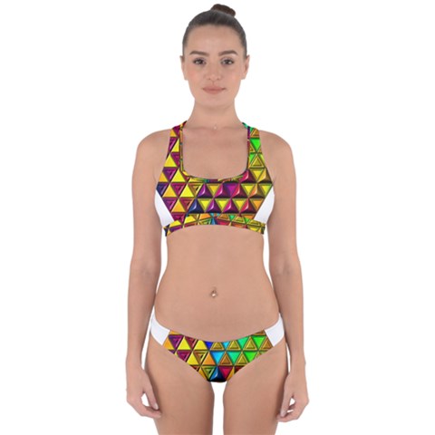 Cube Diced Tile Background Image Cross Back Hipster Bikini Set from ArtsNow.com