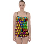 Cube Diced Tile Background Image Babydoll Tankini Top