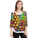 Cube Diced Tile Background Image Chiffon Quarter Sleeve Blouse