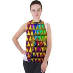 Mock Neck Chiffon Sleeveless Top 