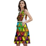 Cube Diced Tile Background Image Sleeveless V-Neck Skater Dress with Pockets