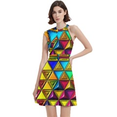 Cocktail Party Halter Sleeveless Dress With Pockets 