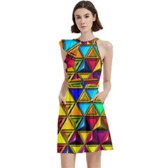 Cocktail Party Halter Sleeveless Dress With Pockets 