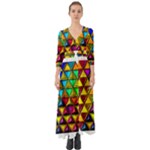 Cube Diced Tile Background Image Button Up Boho Maxi Dress