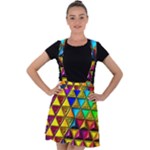 Cube Diced Tile Background Image Velvet Suspender Skater Skirt