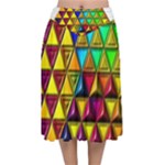 Cube Diced Tile Background Image Velvet Flared Midi Skirt