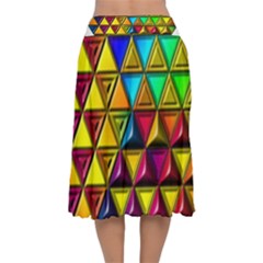 Velvet Flared Midi Skirt 