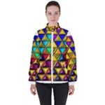 Cube Diced Tile Background Image Women s High Neck Windbreaker