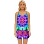 Ornament Kaleidoscope V-Neck Satin Pajamas Set