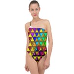 Cube Diced Tile Background Image Classic One Shoulder Swimsuit
