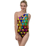 Cube Diced Tile Background Image To One Side Swimsuit