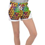 Cube Diced Tile Background Image Women s Velour Lounge Shorts