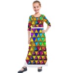 Cube Diced Tile Background Image Kids  Quarter Sleeve Maxi Dress