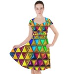 Cube Diced Tile Background Image Cap Sleeve Midi Dress