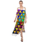 Cube Diced Tile Background Image Maxi Chiffon Cover Up Dress