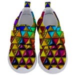 Cube Diced Tile Background Image Kids  Velcro No Lace Shoes