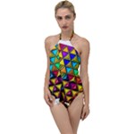 Cube Diced Tile Background Image Go with the Flow One Piece Swimsuit