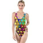 Cube Diced Tile Background Image High Leg Strappy Swimsuit