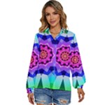 Ornament Kaleidoscope Women s Long Sleeve Button Up Shirt