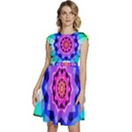Ornament Kaleidoscope Cap Sleeve High Waist Dress